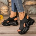 thumbnail image 5 of Rokment Womens Platform Wedges Walking Running Sandals Breathable Comfortable Mesh Hollow out Height Increasing Chunky High Heels Athletic Work Nursing Summer Shoes Black Size 7, 5 of 7