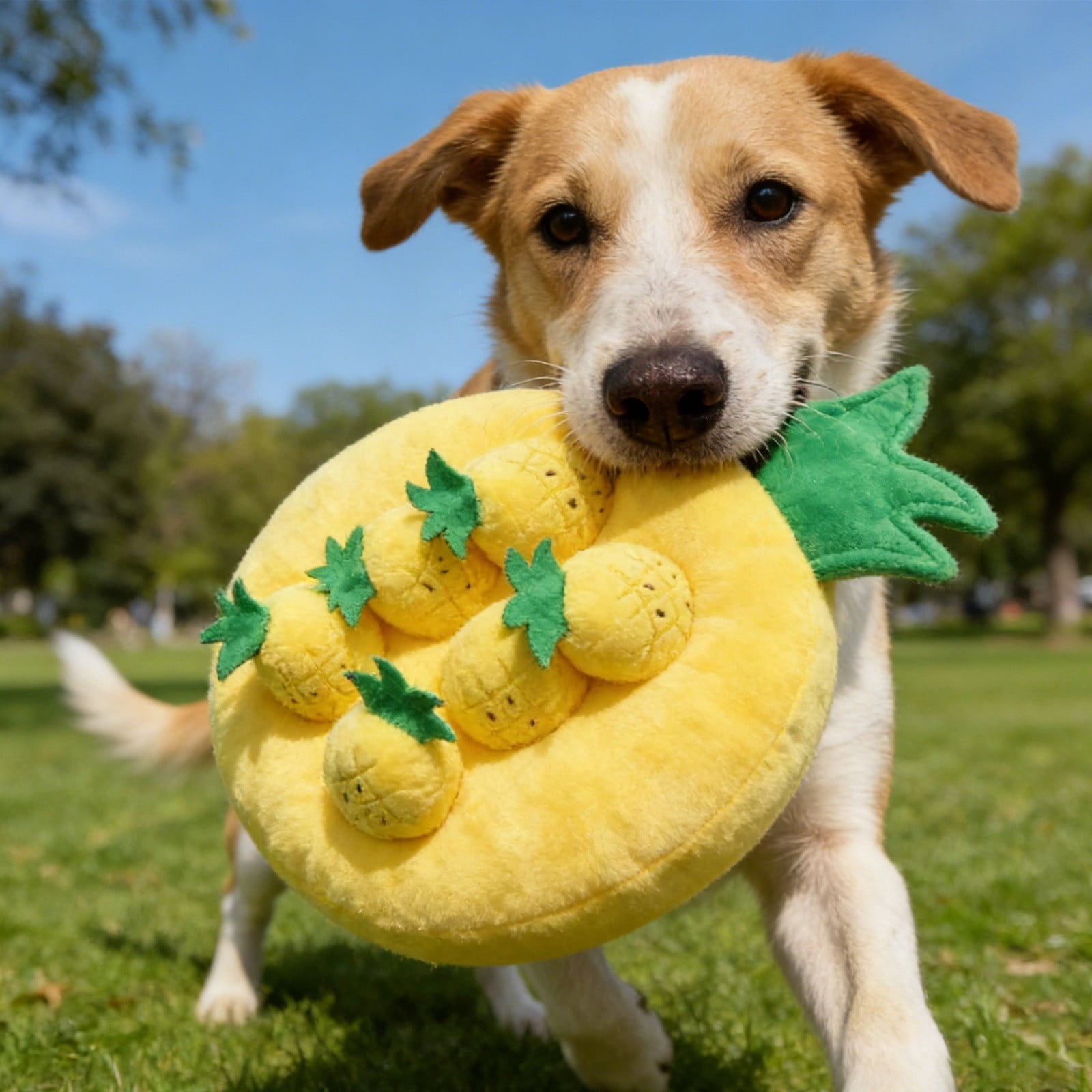 Gytml Vegetable Plush Dog Chew Mat, Interactive Food Dispensing Toy With Pull-Out Design, Durable Foraging Puzzle Mat For Dogs Mental Stimulation & Bonding(Yellow-43X34X5cm)