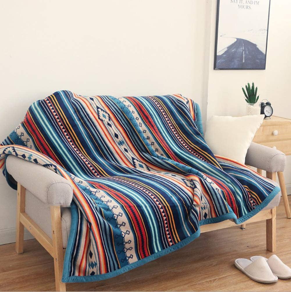 Ukeler Flannel Sherpa Throw 50'' x 60''- Bohemian Soft Plush Flannel Blanket Throws for Bed/Couch/Sofa/Office/Camping