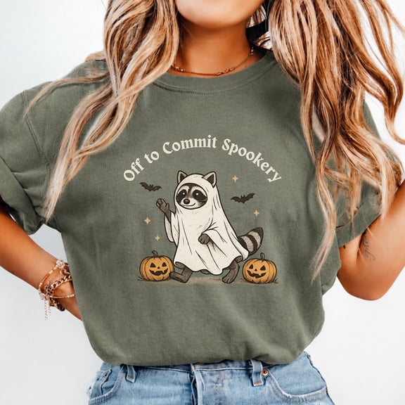 Funny Halloween Shirt, Raccoon Halloween T-Shirt, Ghost Raccoon Halloween Tee
