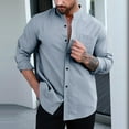 thumbnail image 2 of Ecqkame Mens Casual Tops Button Down Long Sleeve Cotton Beach Shirt Summer Fashionable Business Shirts with Pockets 02-Light Blue XXXL, 2 of 6