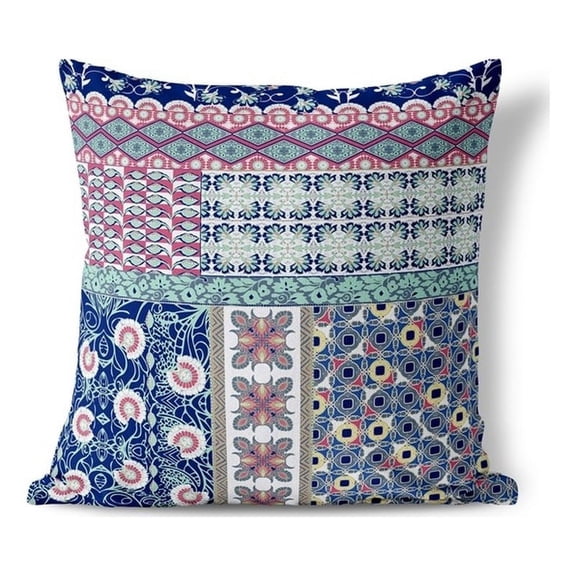 Bouquet Haven Throw Pillow with Removable Cover in Blue 16x16