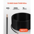thumbnail image 2 of VEVOR 12 Gauge Solid THHN Wire Black Copper Electrical Building Wire PVC Nylon 100 ft, 2 of 9