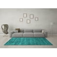 thumbnail image 3 of Ahgly Company Machine Washable Indoor Rectangle Oriental Turquoise Blue Industrial Area Rugs, 3' x 5', 3 of 4