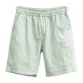 thumbnail image 3 of Mens Striped Casual Shorts Summer Beach Elastic Waist Drawstring Shorts with Pockets Mens Athletic Gym Shorts Daily Wear Walking Summer Outfit Green S, 3 of 5
