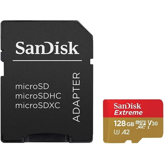 Memoria Micro SD SanDisk  128GB Extreme Clase 10 V30 U3 A2  SDSQXA1-128G-GN6MA