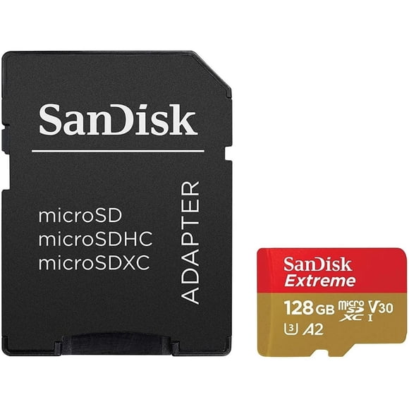 Memoria Micro SD SanDisk 128GB Extreme Clase 10 V30 U3 A2 SDSQXA1-128G-GN6MA