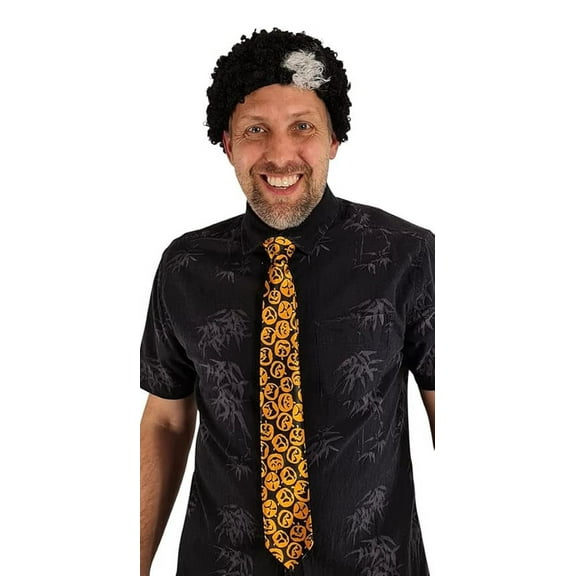 David. S Pumpkin Man Halloween Costume Dress Up - Wig and Black Pumpkin Tie Included