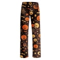 thumbnail image 4 of Womens Halloween Pajamas Funny Pumpkin Print Wide Leg Pajama For Women Halloween Elastic Waist Comfy Lounge Pants, 4 of 9