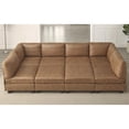 thumbnail image 3 of Pemberly Row Faux Leather 120" Modular Sectional with Ottoman in Ginger, 3 of 9