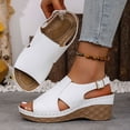 thumbnail image 4 of Rokment Womens Orthotic Platform Wedges Gladiator Sandals Summer Fashion Casual Leather Open Toe Arch Support High Heels Slingback Dressy Sandals with Adjustable Straps E Size 6, 4 of 7
