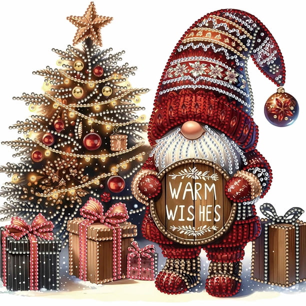 (K467) Resina Con Forma Especial Serie Navideña Navideño Con Diamantes Parciales 30x30cm