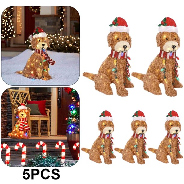 Adornos Navideños Con Figura Perro LED Fiesta Al Aire Libre 5 Uds.