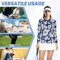 thumbnail image 6 of Garronmavis Women's Quarter Zip Golf Shirt Tennis Shirts Long Sleeve Collared Tennis Shirts Pickleball Hawaiian Golf Shirt for Women, Hawaiian Blue Hibiscus, Size S, 6 of 7