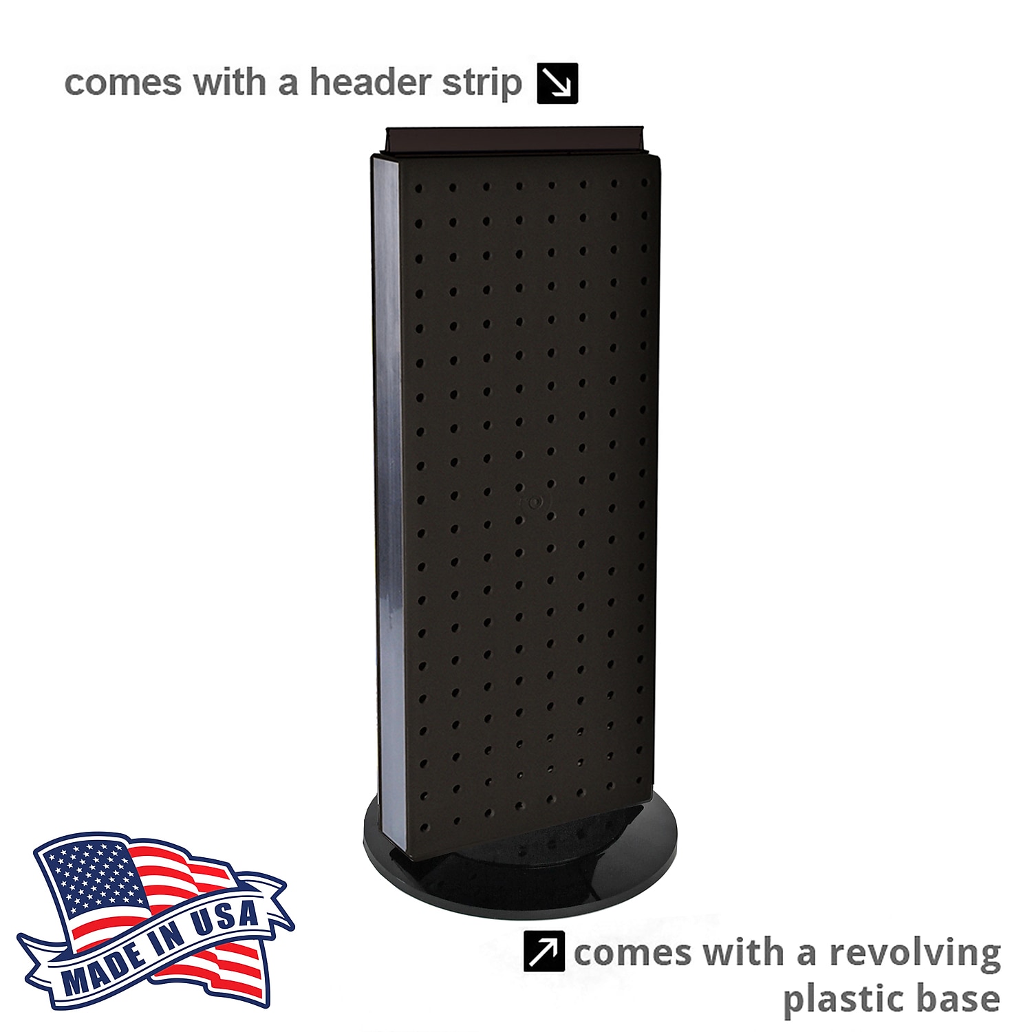Azar 8" 2-Sided Revolving Pegboard Counter Unit Black (700508-BLK)