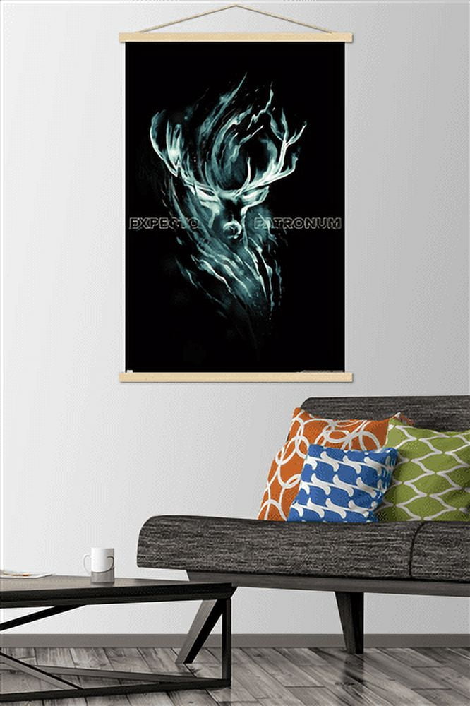 Harry Potter - Expecto Patronum Magic Wall Poster with Wooden Magnetic Frame, 22.375" x 34"