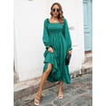 thumbnail image 6 of Uniexcosm Women's Maxi Dress Long Sleeve Ruffled Flowy Pleated Cocktail Party Midi Dress, 6 of 7