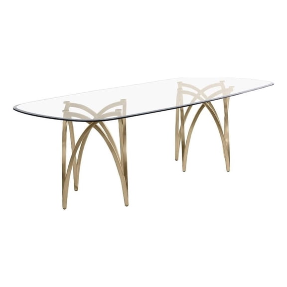 Best Quality Furniture 94" x 46" Rounded Rectangular Clear Glass Dining Table
