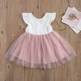 thumbnail image 2 of Qiylii Little Girls Summer Dress, Ruffle Sleeve O Neck Lace Back Zip TuTu Dress, 2 of 7