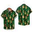 thumbnail image 4 of IROINNID Christmas Funny T-Shirt for Men Xmas Print Button Up Tops Vacation Holiday Gift Hawaiian Shirt,Green, 4 of 5