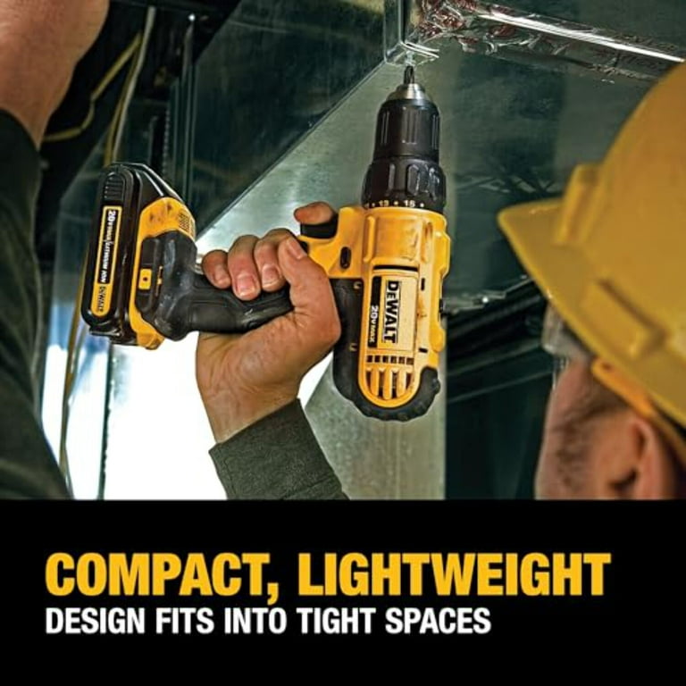 DEWALT 20V Max Cordless Drill Driver Kit Compact Battery Powered Tool 1 2 Inch DCD771C2 Yellow Walmart