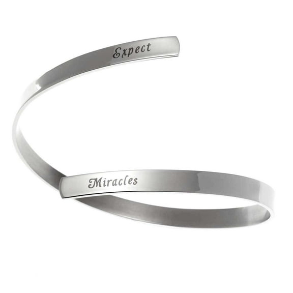 Expect Miracles Inspirational Steel Bangle Bracelet