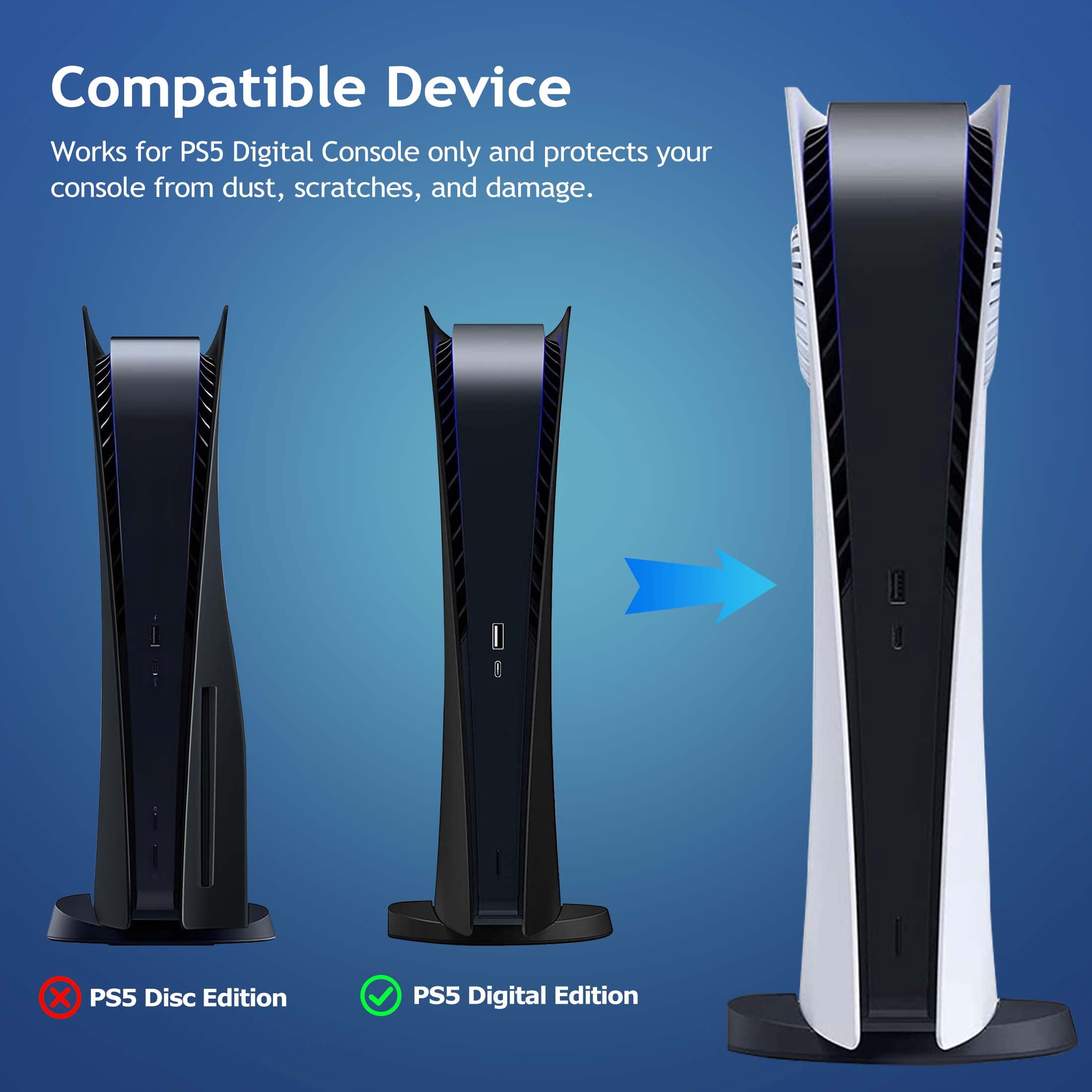PS5 Cover Plates Faceplate for Original PS5 Digital Edition with Enhanced Cooling Vents & Dust Filter, White