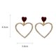 thumbnail image 2 of 1 par de aretes colgantes de cristal con forma de corazón, aretes con forma de corazón de rubí rojo, diamantes de imitación, aretes colgantes con forma de corazón de amor hueco, aretes dorados brillantes y exagerados para novia Rojo Verde, 2 of 5