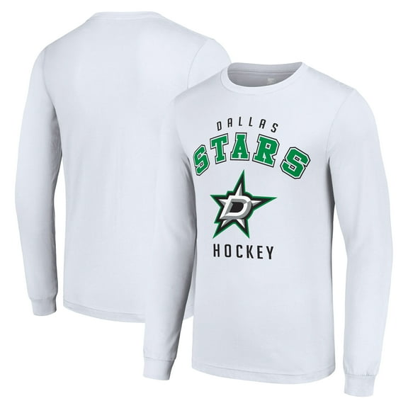 Men's Starter White Dallas Stars Logo Long Sleeve T-Shirt