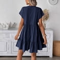 thumbnail image 6 of ClodeEU Women's V Neck Ruffled Short Sleeve Babydoll Dress,Casual Flowy Tiered Mini Dress Navy,Women's Plus XL, 6 of 8