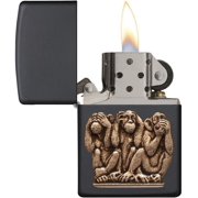 Zippo Lighter - Personalized Custom Message Engraved on Backside for Special Designs Windproof Lighter (Three Monkeys 29409)