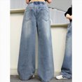 thumbnail image 5 of CAUYDY Autumn School Girls Jeans Children's Loose Cute Heart Print Cowboy Wide Leg Pants with Pockets Sizes 13-14 Years, 5 of 6
