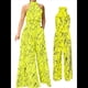thumbnail image 3 of Elegantes para Mujer, para Fiestas de Noche, Invitadas de Boda, Grandes, Sin Mangas, Pantalones Largos de Pierna Amarillo S, 3 of 5