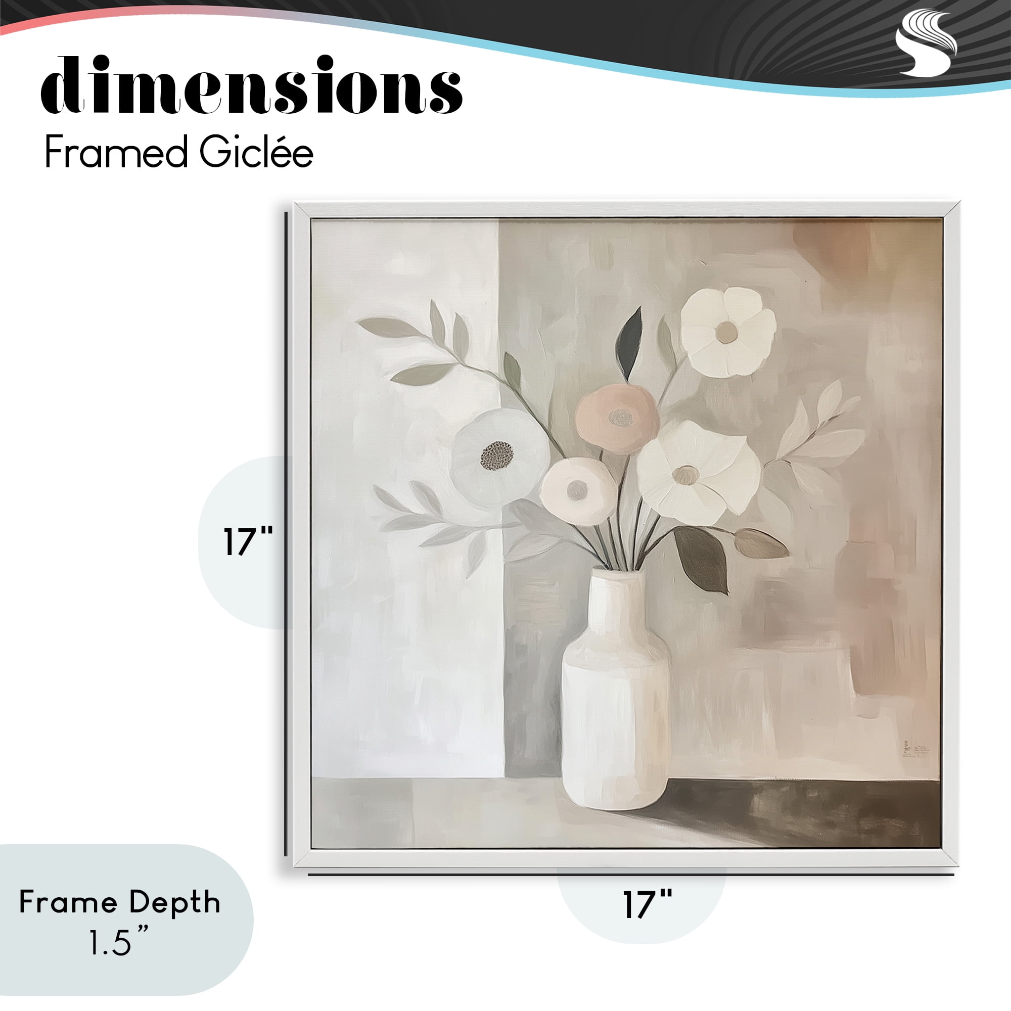 Stupell Industries Minimalist Muted Flower Vase White Framed Giclee Art, design by Heidi Kuntz