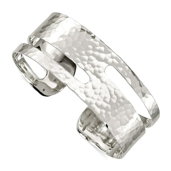 925 Sterling Silver Polished Solid Hammered Fancy Cuff Stackable Bangle Bracelet Cuff Bracelet for Women