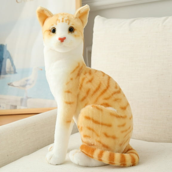 Jia Store Cute Stuffed Animal Comfortable Soft Doll Kitty Home Cats Plush Toy Simulation Kitten for Adults Bedroom Teens Girlfriend 13.78in Cat