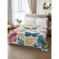 thumbnail image 2 of Spring Butterflies King Size Flat Sheet, Wrinkleproof & Fadeproof Cooling Flat Bed Sheet Only, Summer Countryside Leaf Flowers Breathable Soft Bedding Top Sheets 105 x 98 Inches, 2 of 8