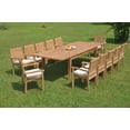 thumbnail image 5 of Grade-A Teak Dining Set: 12 Seater 13 Pc: 122" Atnas Double Extension Rectangle Table And 12 Leveb Stacking Arm Chairs Patio WholesaleTeak #WMDSWVm, 5 of 5