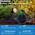 thumbnail image 4 of Luces de paisaje SUNVIE 12W, paquete de 16, LED impermeable 3000K, 4 of 7