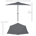 thumbnail image 3 of Outsunny 9.8ft Half Umbrella Patio Parasol Sun Shade, Crank Handle, Grey, 3 of 10