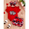 thumbnail image 3 of WIBACKER Baby Girl Clothes Summer Cute Outfits 3 6 12 18 Months Ruffle Romper & Floarl Shorts Sets for Love Heart Girls, 3 of 7