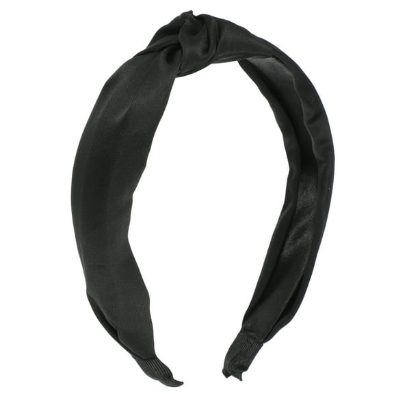 Unique Bargains Satin Knot Headband Hairband for Women 1.2 Inch Wide Black