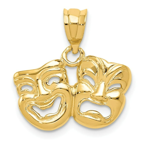 FB Jewels 14K Yellow Gold Polished Open-Backed Comedy/Tragedy Pendant