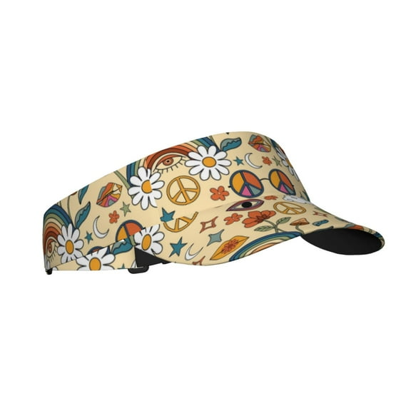 Kdxio 70s Hippie Style Print Sun Visor Hat Golf Visor Adjustable Velcro Outdoor Sports Cap For Men Women