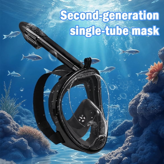 Full Face Snorkel Mask for Adults, 180° View Snorkeling Gear with Camera Mount, Anti-Fog