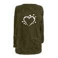 thumbnail image 4 of Busydd Womens Sweatshirts Fuzzy Fleece Winter Warm Long Sleeve Crewneck Sweatshirt Trendy Heart Print Pullover Tops Casual Oversized Thermal Sweatshirt with Pockets, 4 of 4