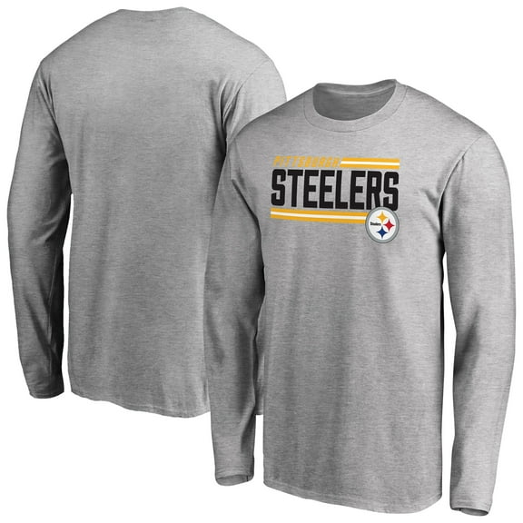Men's Ash Pittsburgh Steelers Iconic Collection On Side Stripe Long Sleeve T-Shirt