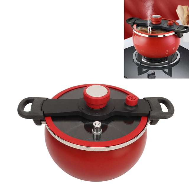 Micro Pressure Cooking Pot, 7L Anti Stick Flameproof Binaural Clip Multifunctional with Visual Pot Lid Quick Cooking Pot for Induction Cookers, Gas Stoves, Electric Stoves