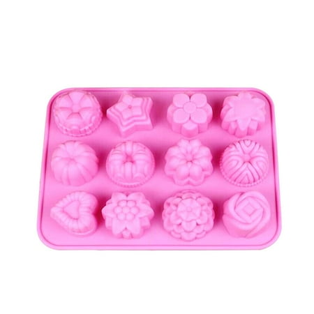 

jinsenhg 12 Grid Rose Flower Heart Shape Cookie Biscuit Chocolate Dessert Mold Sugar C NE