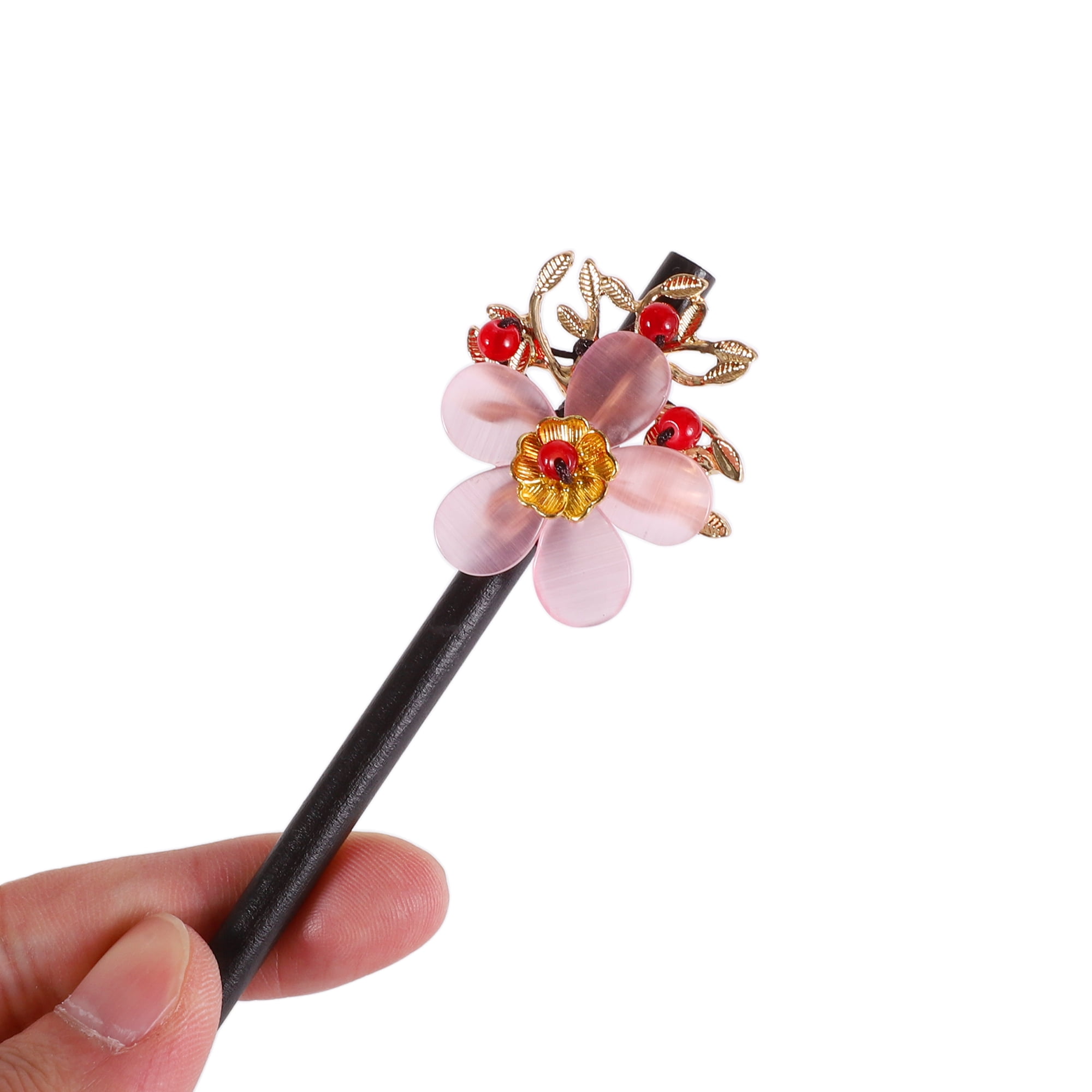 Unique Bargains Hair Stick Pin for Women 1Pc Black, Pink [Flower]